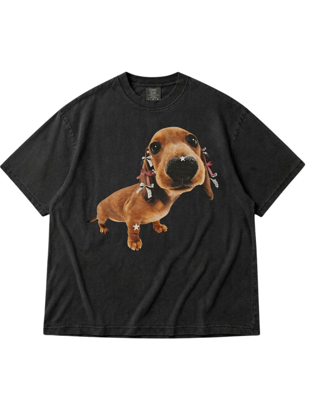 Comfort Colors Black Tee with Brown Dachshund Graphic, Gift For Her